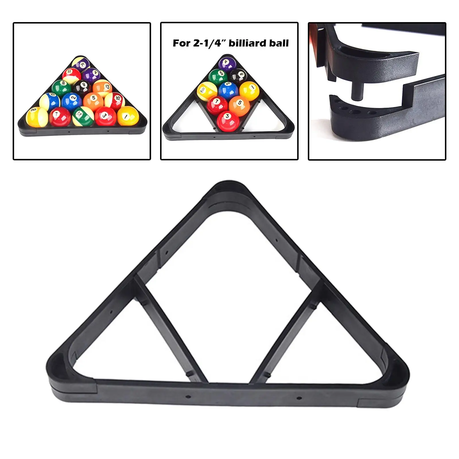 Multifunctional Billiard Triangle Ball Rack Pool Table Holders 2 in 1 Durable Pool Rack for for 2-1/ 4inch Billiard Ball