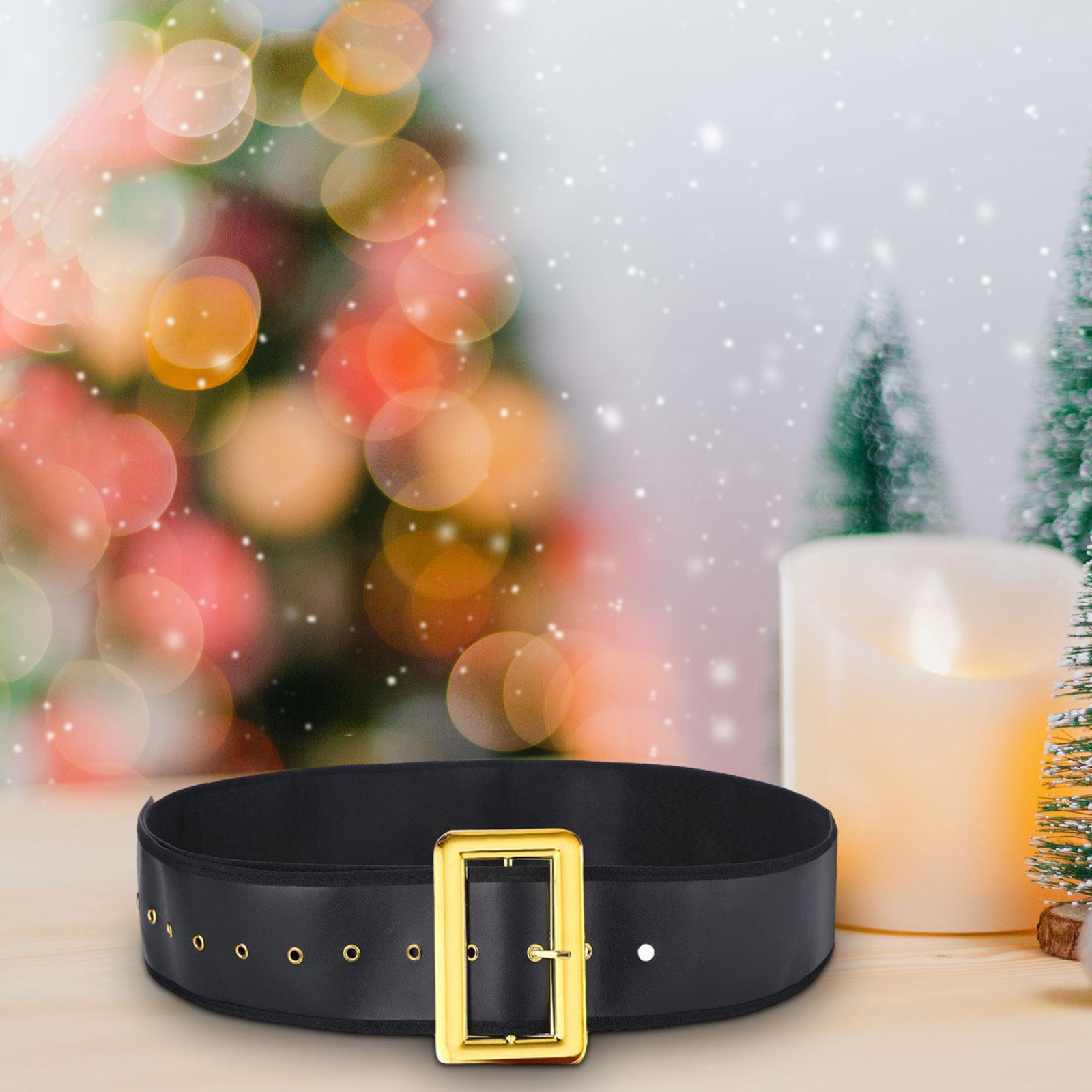 Santa Claus Belt Christmas Santa Belt Wide Xmas Belt Elf Belt Decor PU Leather Waist Belt for Halloween Christmas Fancy Dress