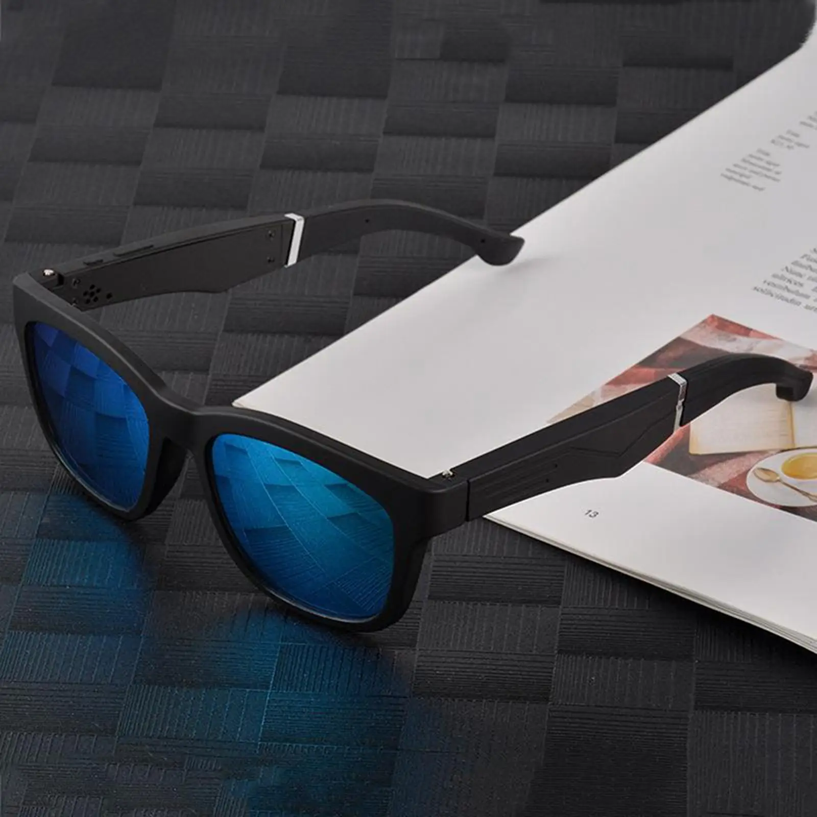 Mens Audio Sunglasses Smart Bluetooth Music Headphones Anti-blue Glasses