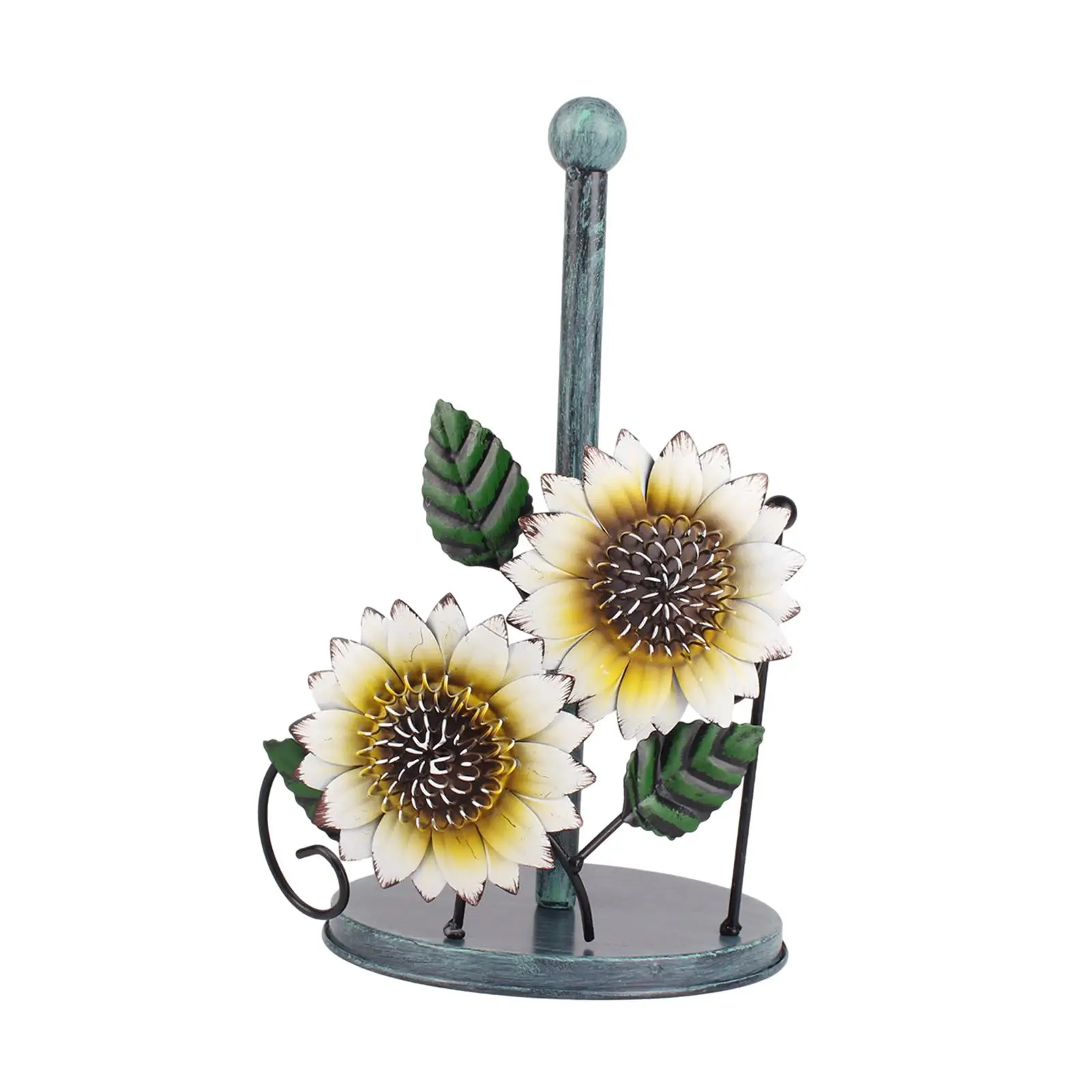 Stylish Sunflowers Paper Holder Countertop Storage Kitchen Roll Paper Towel Holder for Bars Kitchen Restaurant Indoor Washroom