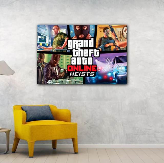 Gta V Grande Roubo Jogo De Automóvel Decoração Arte Cartaz Da Parede  Presente Personalizado Moderno Família Quarto Decoração 24x36 Lona Cartazes  - Pintura E Caligrafia - AliExpress