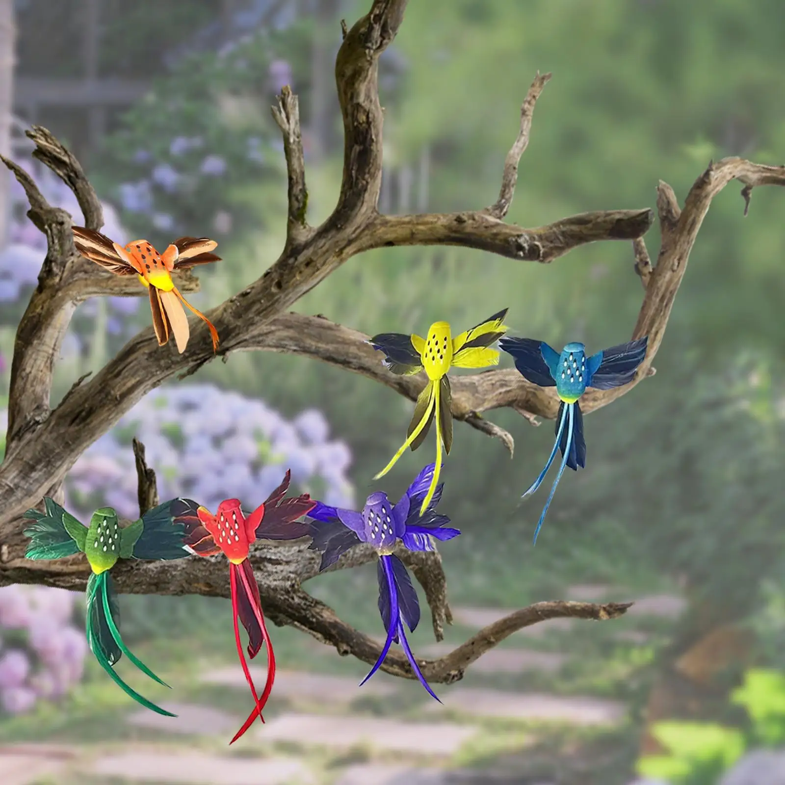 6 Pieces Artificial Birds Zoo Birds Figure for Outdoor Home Ornaments