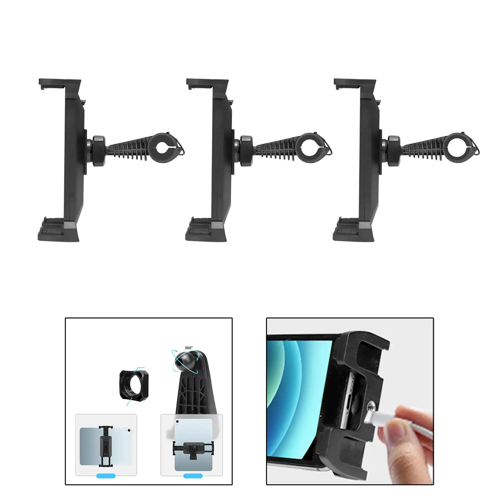 360 Swivel Cell Phones Tablet Mount Holder for Gym Easy Installation High Performance