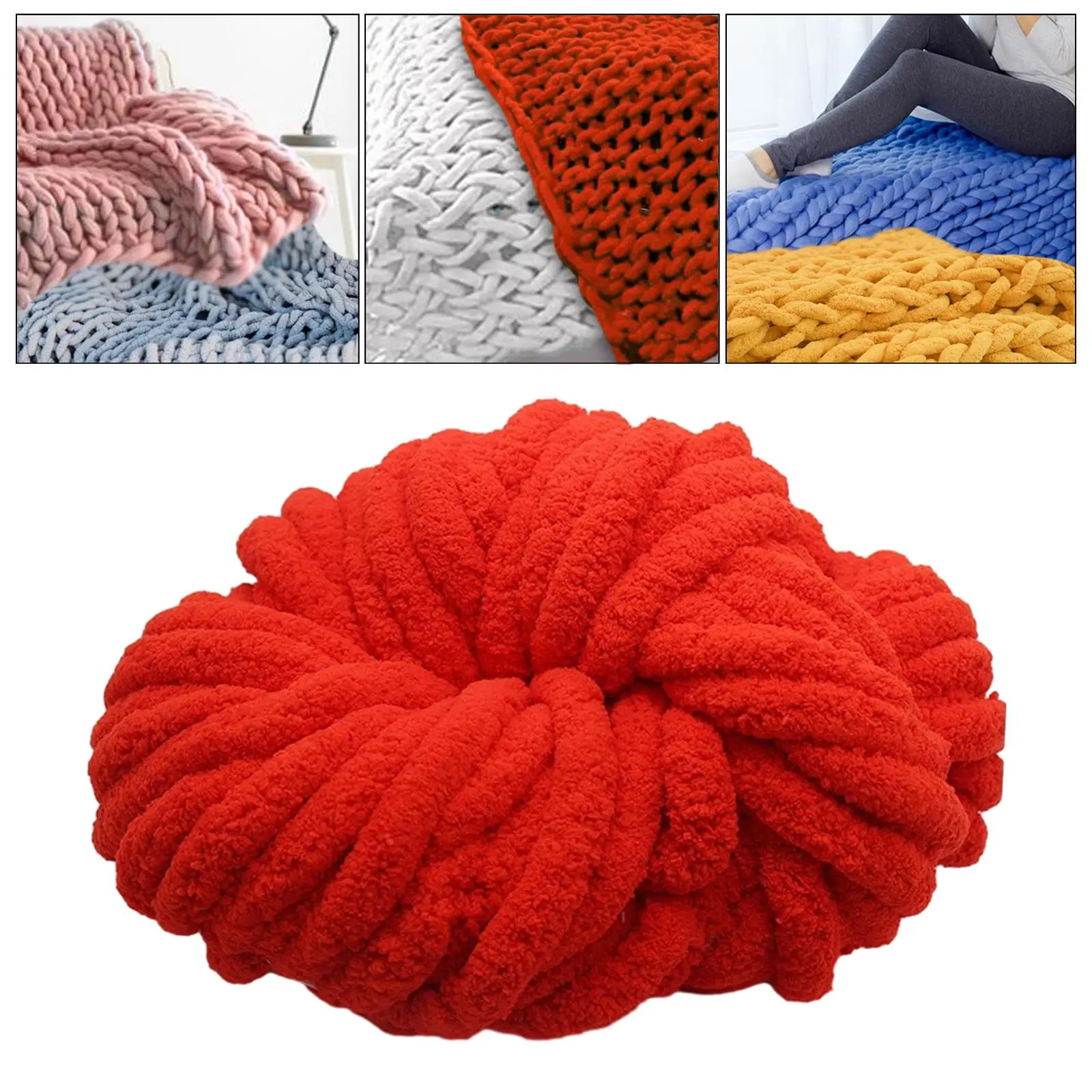 Chunky Chenille Yarn Super Bulky Yarn Plush Yarn Thick Yarn Acrylic for DIY Crafts Crocheting Hand Knitting Hat Blanket