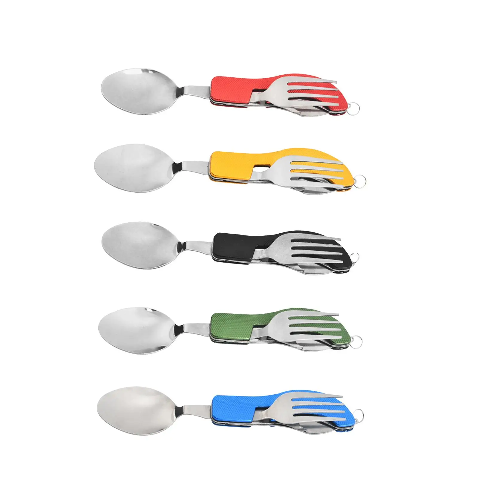 Camping Utensil Stainless Steel Spoon Fork Knife Set Folding Pocket Compact for Traveling Outdoor Barbecue Cooking Hiking
