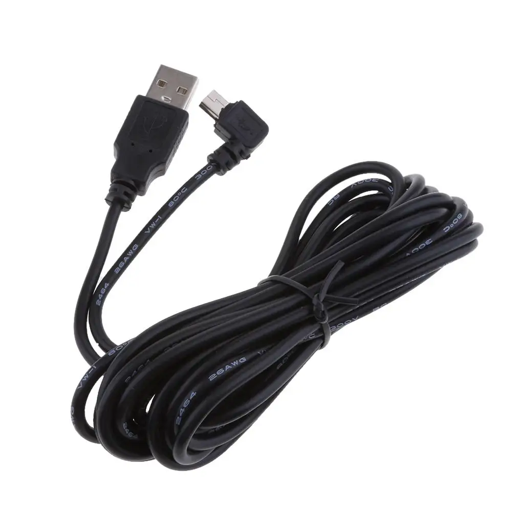 Durable 5V 2A Mini USB Chargers Cable 90 Degree Right Head for DVR Charging