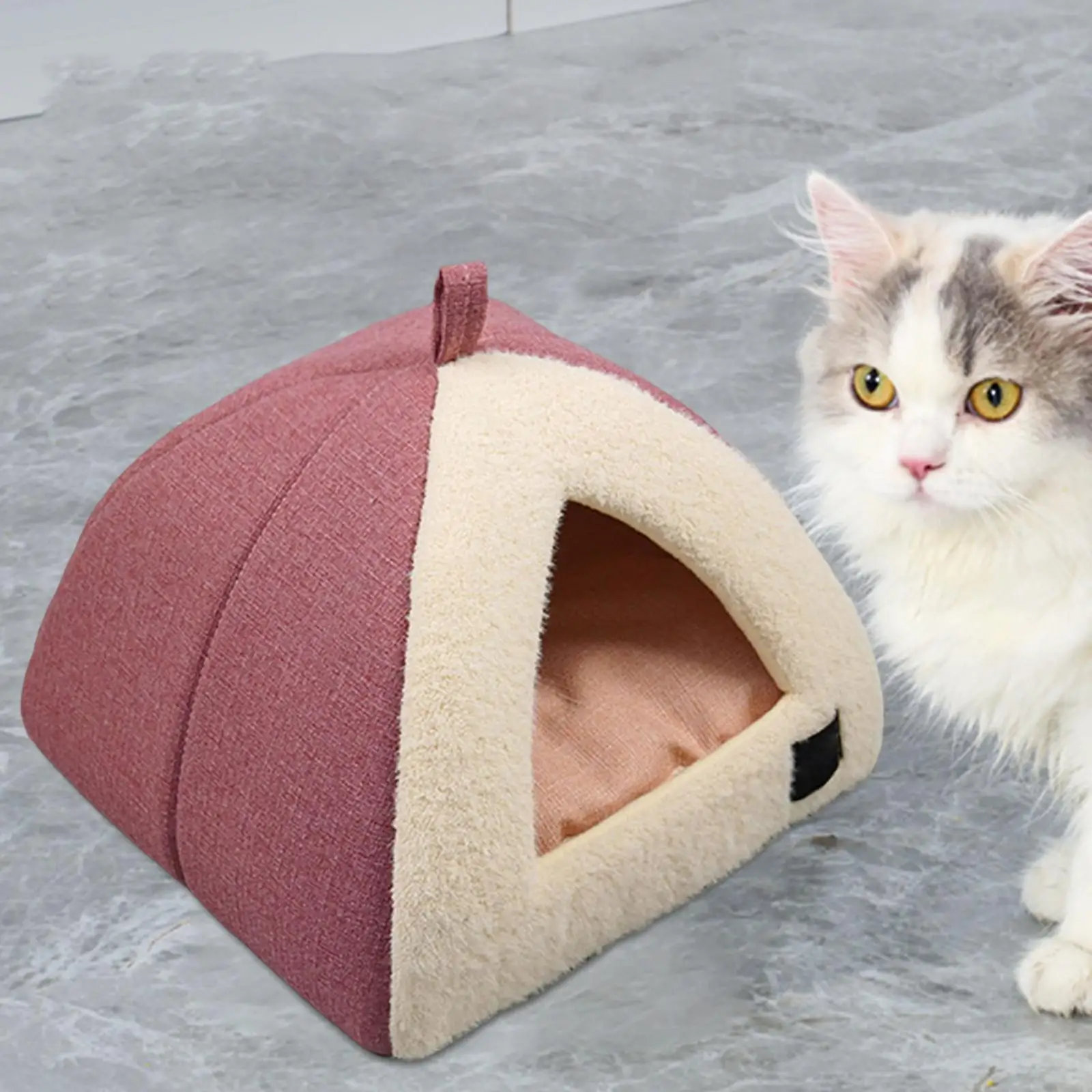 Cat House with Cushion Non Slip Pet Tent Cave Bed Nest Kennel Winter Pet Bed for Hedgehog Kitten Puppy Indoor Cats Rabbit