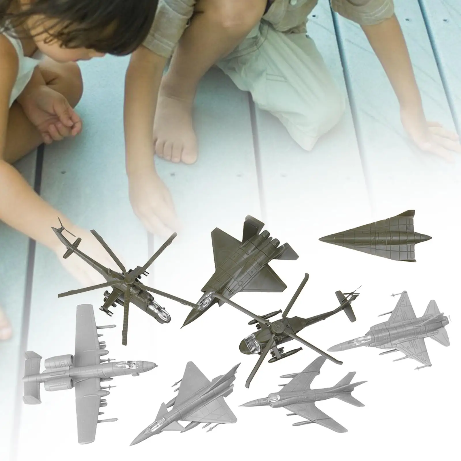 8x Realistic 4D Fighter DIY Assembled Plane Desk Decor Model Home Ornaments