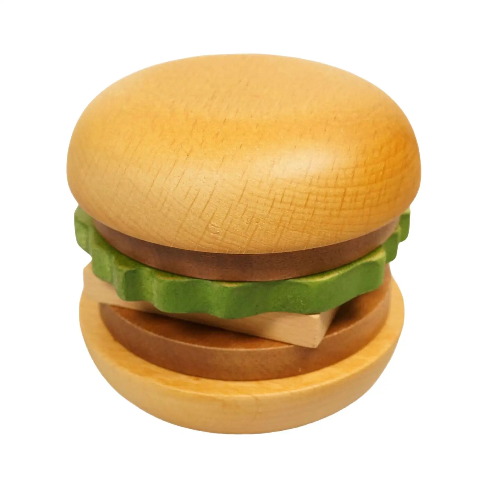 Portable Wooden Burger Set Heat Insulation Solid Smooth for Living Room Dinner Table Office Home Photography Props