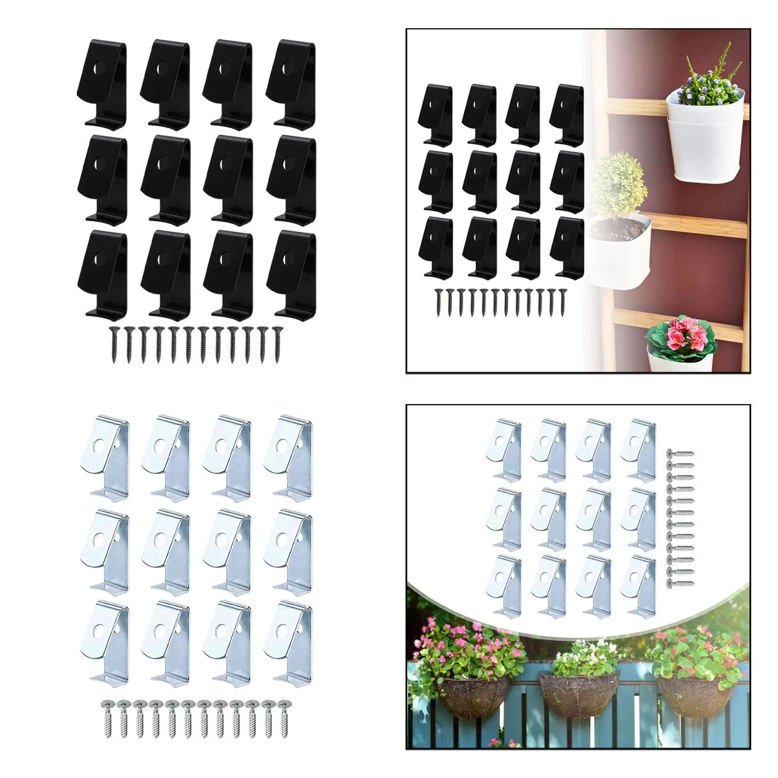 12Pcs Flower Pot Clips Planter Hanger Hooks Garden Decorate Flowerpot Clips Plant Hangers for Fence Outdoor Patio Wall Backyard