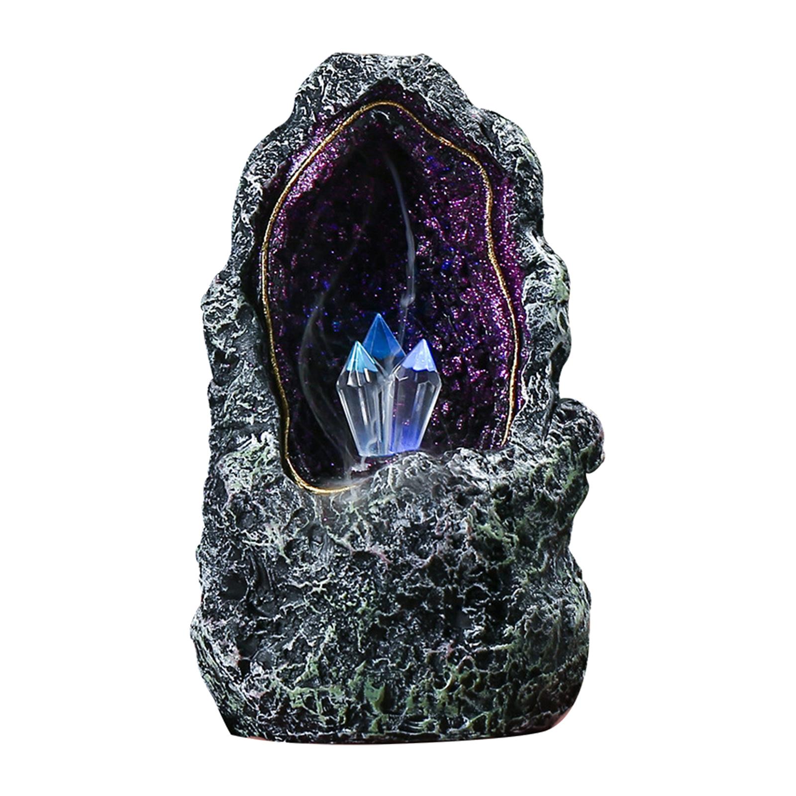 Backflow Incense Burner Incense Cones Holder LED Lights Fountain for Desktop