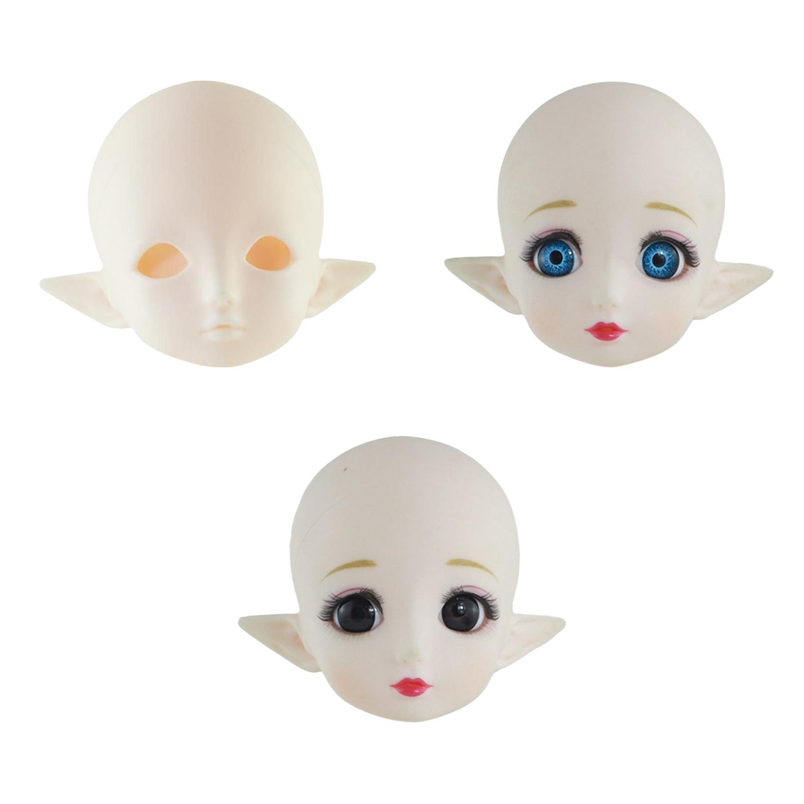 12inch BJD Doll Head Flexible with Eyes Parts for Replacements Accessory