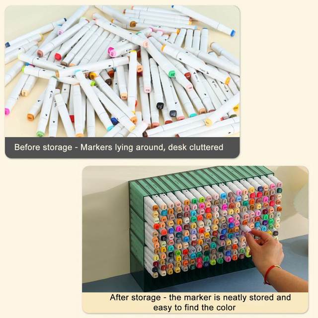 Marker Storage Organizer Marker Holder Clear Acrylic 18 Compartments  Desktop Art Marker Pen Pencil Divider Organizer Supplies - AliExpress