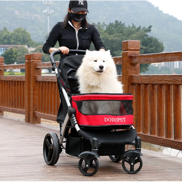 Carrito plegable para perros grandes y discapacitados, carrito impermeable  de 4 ruedas, tela Oxford, soporte de aleación de aluminio, rodamiento de  transporte para mascotas, 50kg - AliExpress