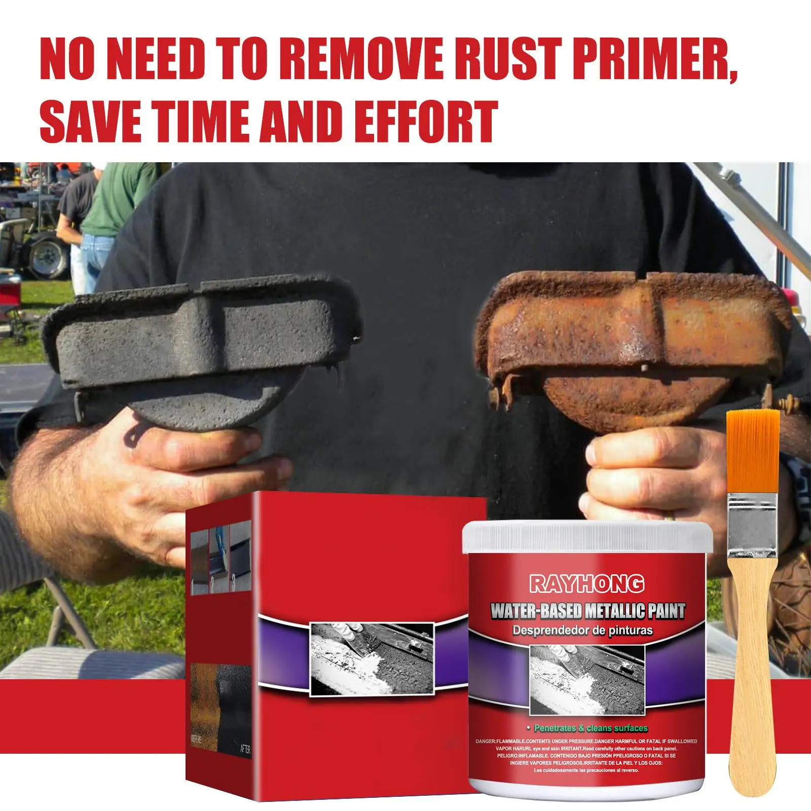 Water based Metal Rust Remover Car   Paint with Brush Fit for Mower
