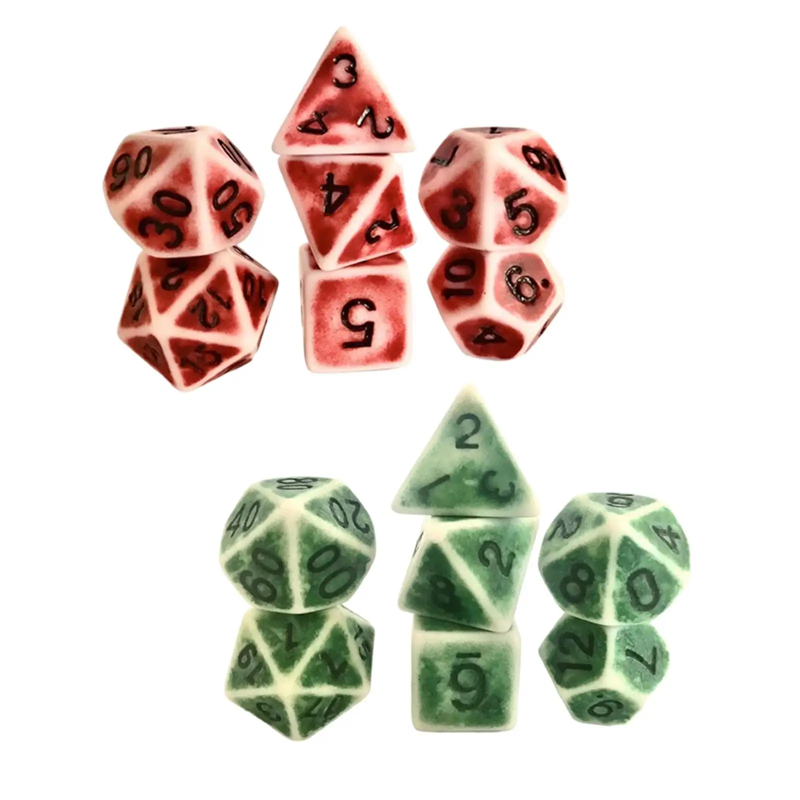 Set of 7 Polyhedral Dice  D8 D10 D10 D12 D20 for Role Playing Games