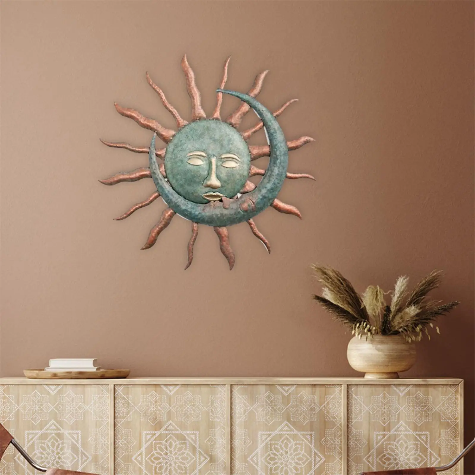 Iron Wall Art Decoration Sun Kiss Moon Vintage Style for Home Indoor Outdoor