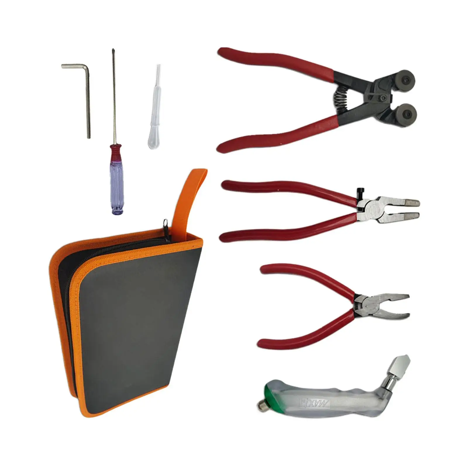 Glass Cutting Tool Set Glass Running Pliers Breaking Pliers Oil Dropper Storage Bag for Mosaic Tiles Mirrors Stained Glass