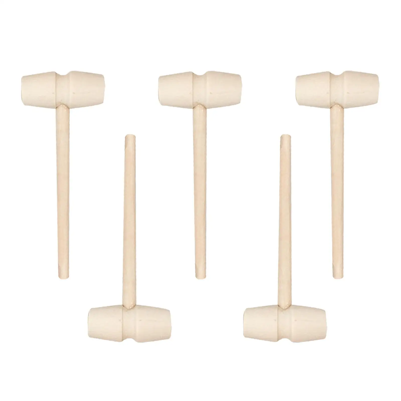 5x Multipurpose Mini Wooden Hammers, Kids Beating Toys Wood Hammer Seafood Hammer Mallet for Party Game Props Educational Toys