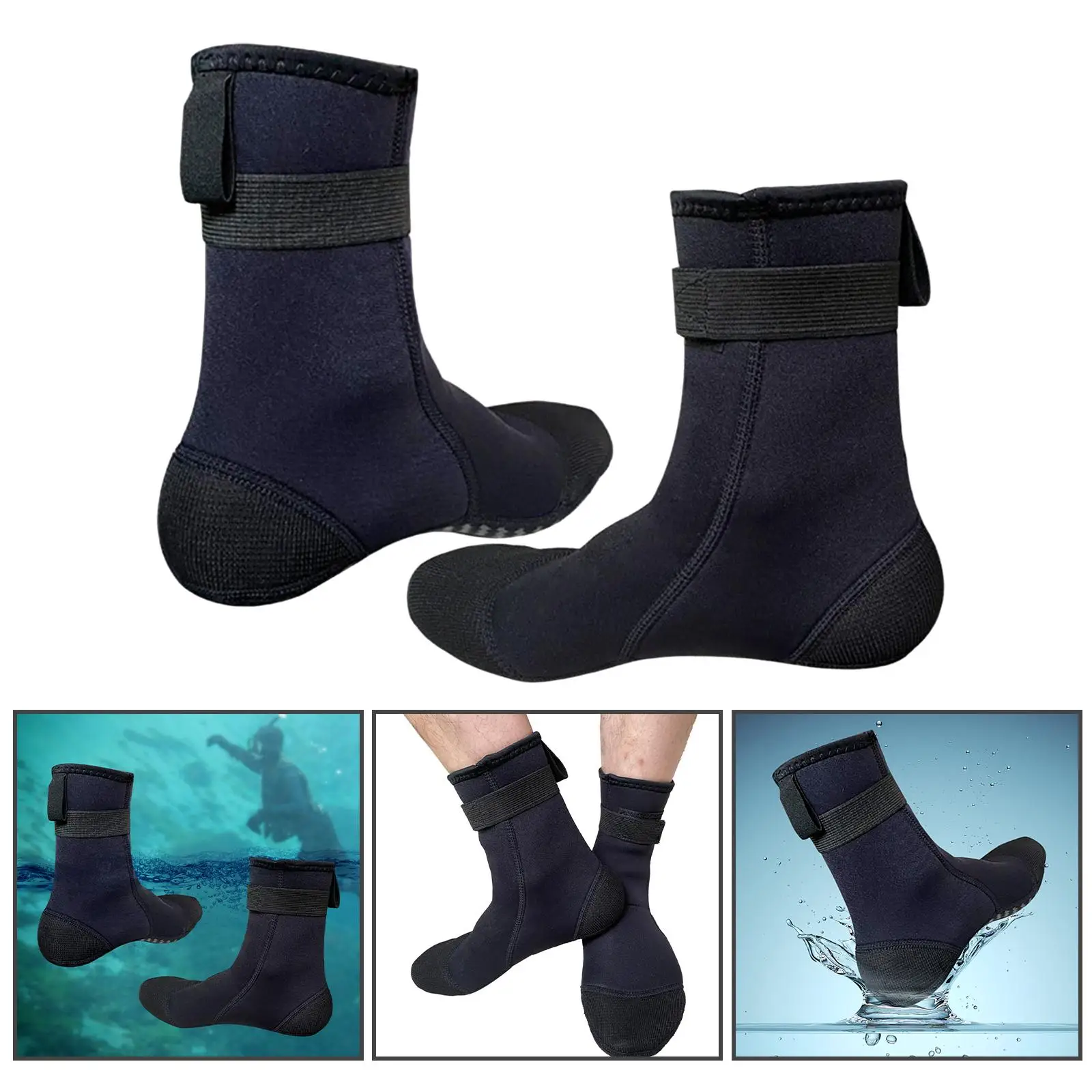 2x 3mm Neoprene Socks Diving Socks Glued Stitched for Water Sports Snorkeling