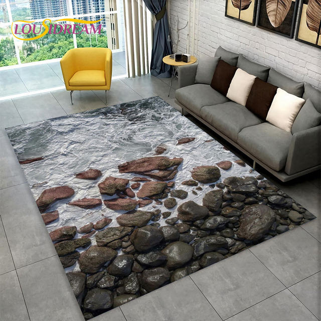 Stone Pebble Indoor-Outdoor Synthetic Fiber Carpet Area Rug | 3/16 Thick  Customize your Size and Shape