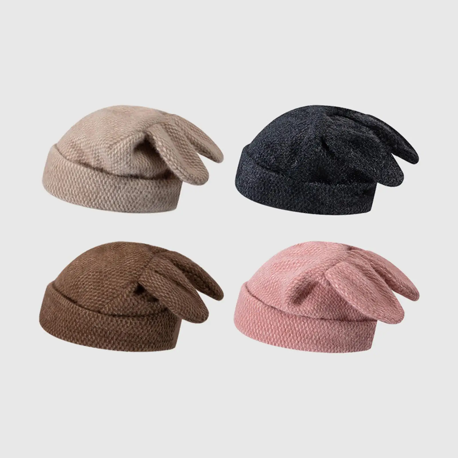 Rabbit Ear Knitted Hat Beanie Headgear Windproof Warm Hat Casual Knit Hat Winter Hat Winter Cold Cap for Camping Hiking Outdoor
