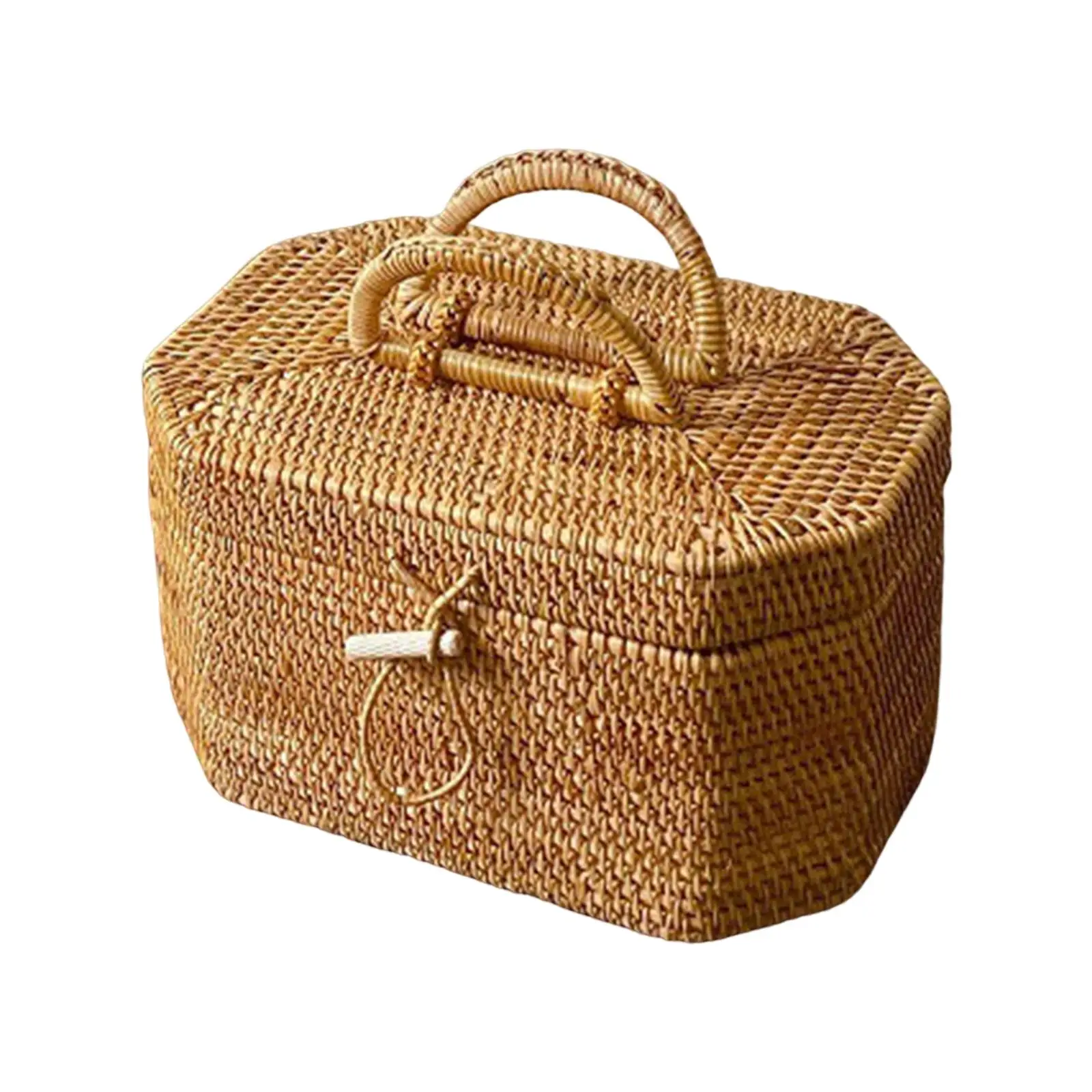 Multipurpose Rattan Basket Bread Basket Gifts Centerpiece for Hiking Outdoor Picnic