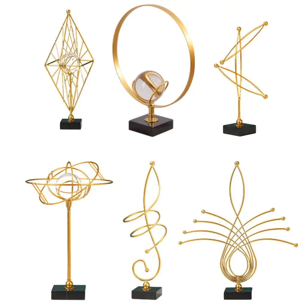 Nordic Metal Holder Decoration Modern Wire Furnishings Abstract Golden Iron Line Geometric Porch Gift Room Decor for Home Office