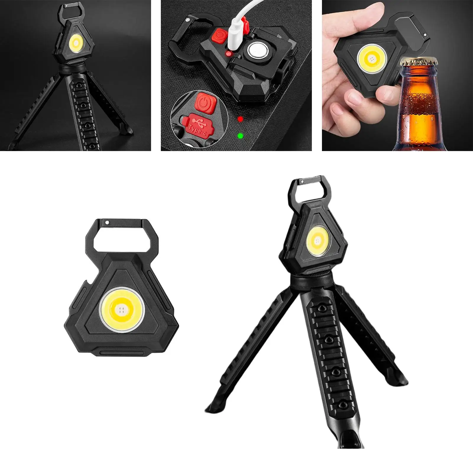 COB Flashlight Keychain Torch Pocket Light Rechargeable 500 Lumens Waterproof Lamp Work Light for Outdoor Camping Hiking Walking
