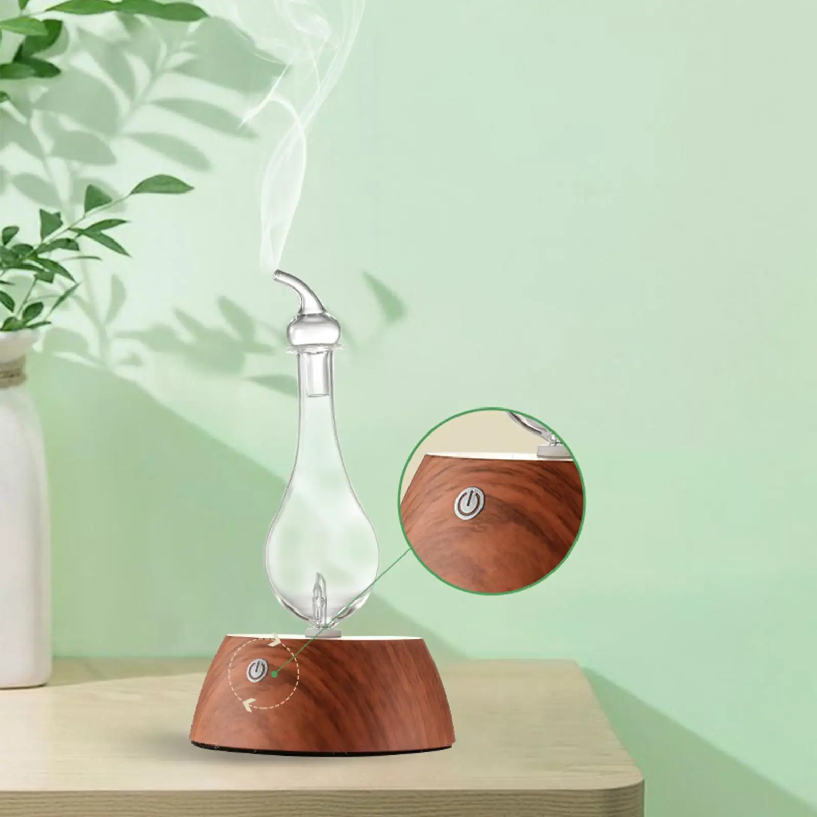 Essential Oil Diffuser Natural Wood Base Auto Shut Off with Night Light Cold Spray Nebulizing Machine Aroma Diffuser for Yoga