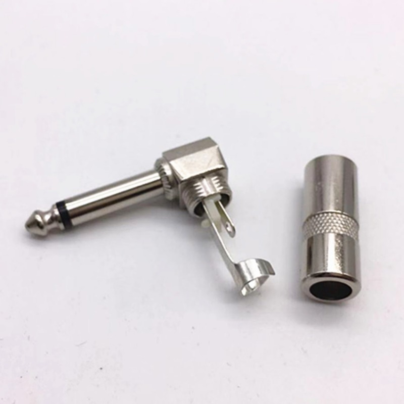 1Pcs 1/4 "TS Rechtwinklig Stereo Mono Telefon Stecker 6,35mm Jack Ellenbogen mit Frühling Effekte Pedal Mikrofon MIC stecker – Detail 3