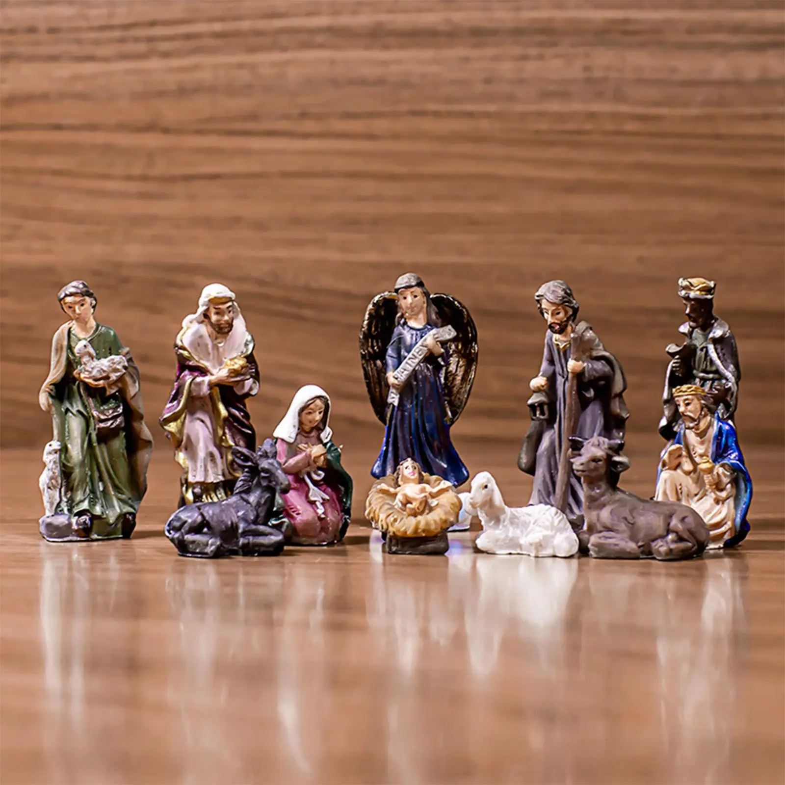 11Pcs Religious Figurines Resin Hand Painted Miniatures Sculpture Ornament