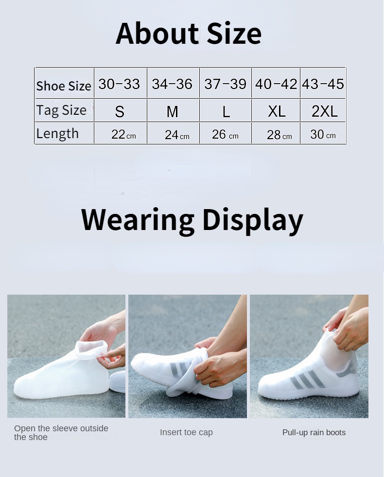 Description Picture 2 of itemWaterproof Silicone Shoe Cover High Top Rain Boots Cover Non-slip Shoes Protector Outdoor Reusable Thickened Footwear Children