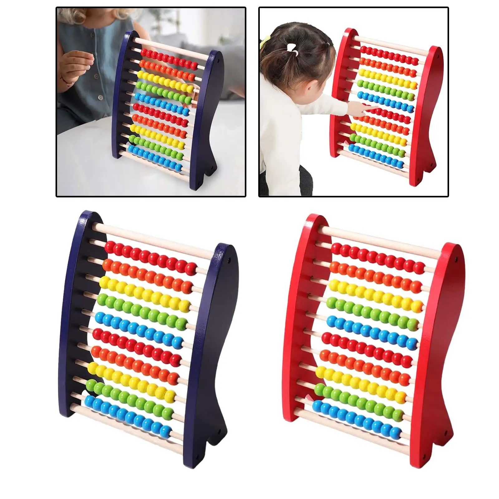 Colorful Wooden Abacus Ten Frame Set Bead Arithmetic Abacus Math Counters for Kids Educational Toy for Children Learning Gifts