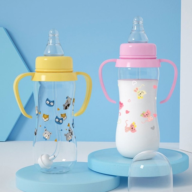 Biberones sin BPA para bebé, taza para beber, biberón de alimentación para  recién nacido, biberón de doble uso de calibre ancho para beber leche y agua,  accesorio para niños - AliExpress