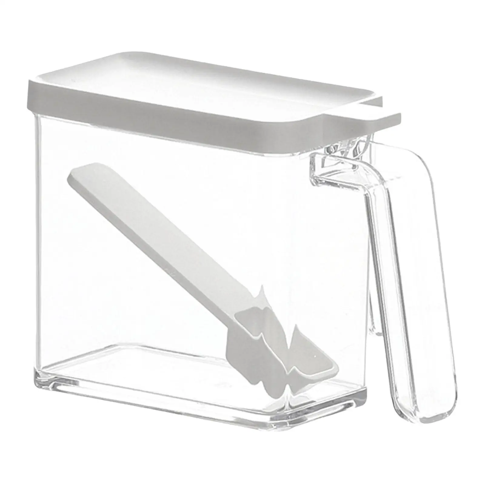 Transparent Salt Container Condiment Box with Serving Spoon for Salt, Pepper, Sugar, Corn Starch and Chicken Broth Powder