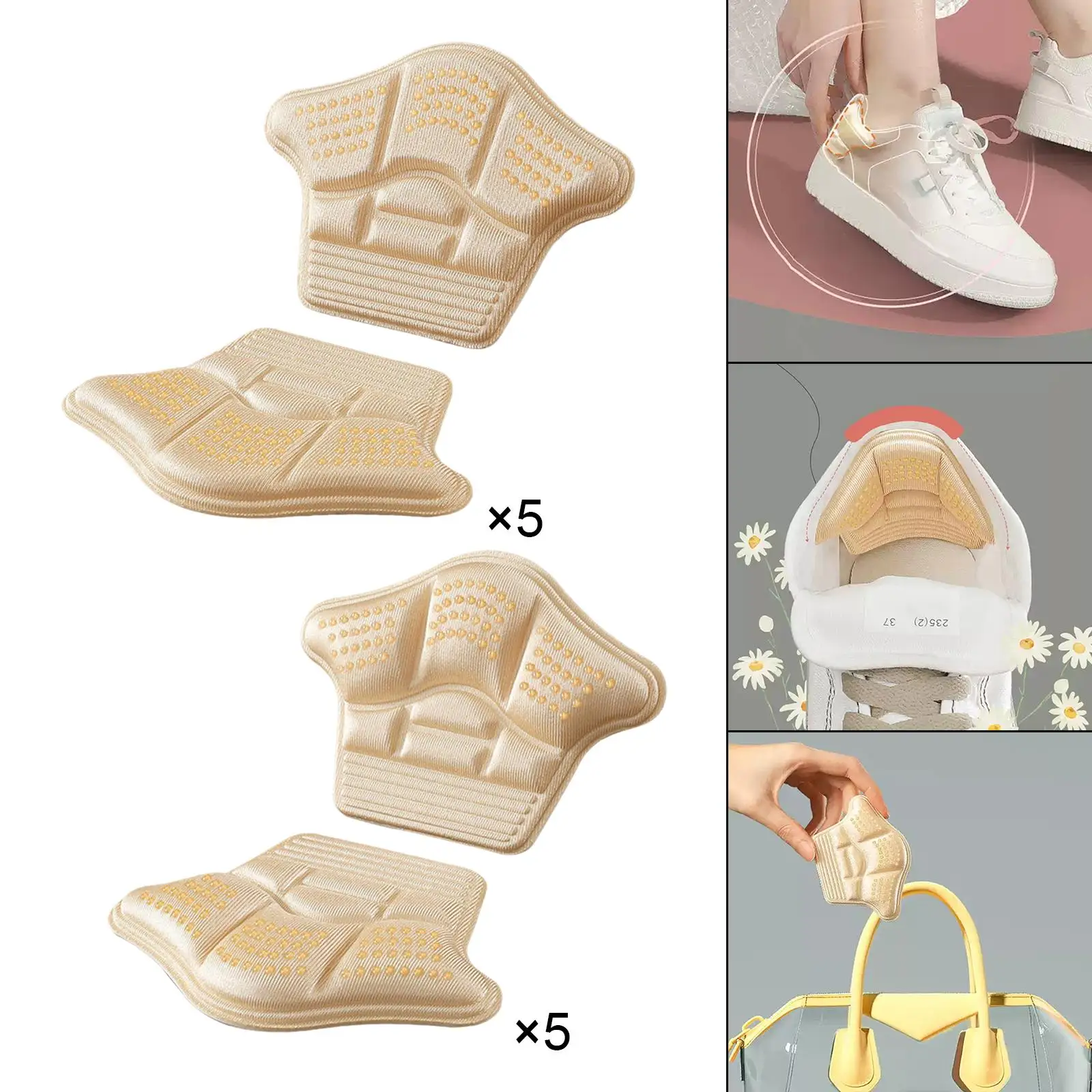 5D Heel Cushion Pads Insoles Foot Care Protector for Preventing Heel Drop