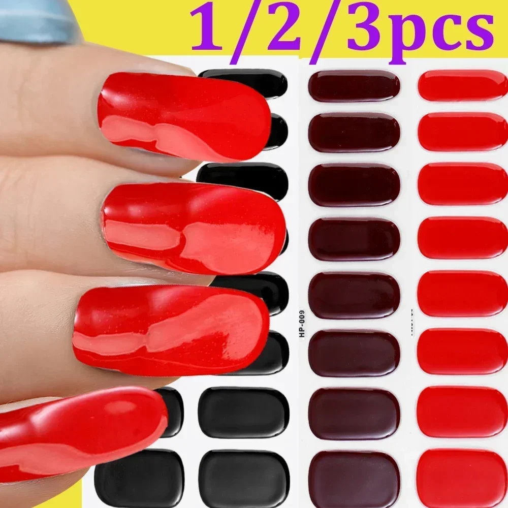 Best of 16 Tips UV Semi Cured Nail Stickers Black White Red Simple Nails Decoration Nail Polish Wraps Full Cover Adhesive Nails Decals Reviews & Tips