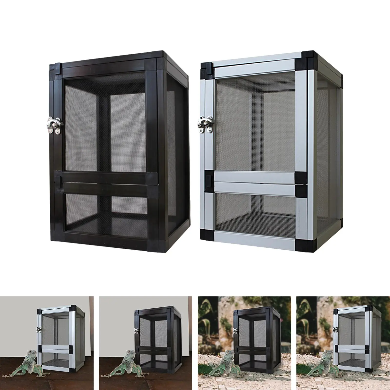 Reptiles Habitat Storage Container Case Air Screen Cages Breeding Box Reptile Cage for Spiders Chameleons Gerbils Scorpion Pet