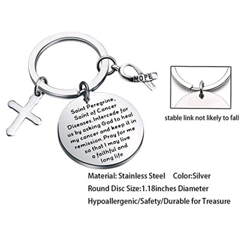 Patron von Krebs Saint Keychain Peregrine Schmuck Krebs Kämpfer Geschenk Recovery Geschenk Krebs Gebet Keychain Krebs Survivor Geschenk – Detail 2