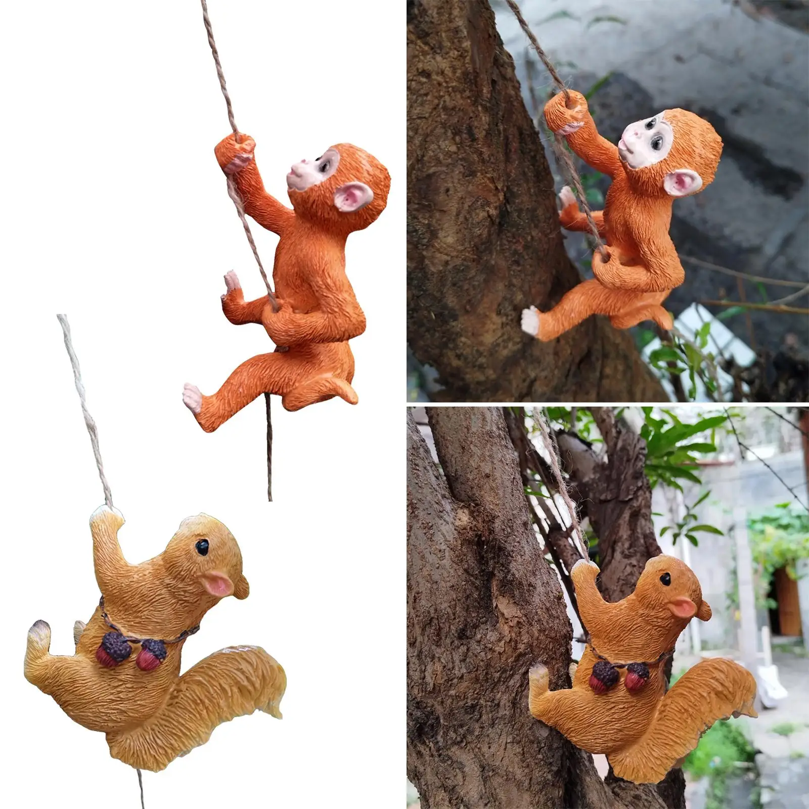 Climbing Animal Figurine Plant Pot Hanger Hanging Ornament Resin for Patio Fence Tree