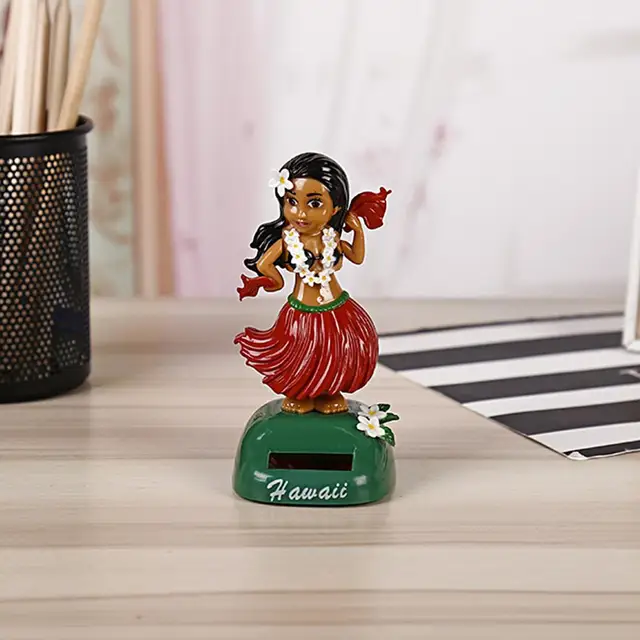 Muñeca hawaiana para salpicadero de niña, adorno agitador con ukelele,  muñeca interior de coche para niña bailarina hawaiana para el hogar y el  coche , Rojo Baoblaze figura bailando