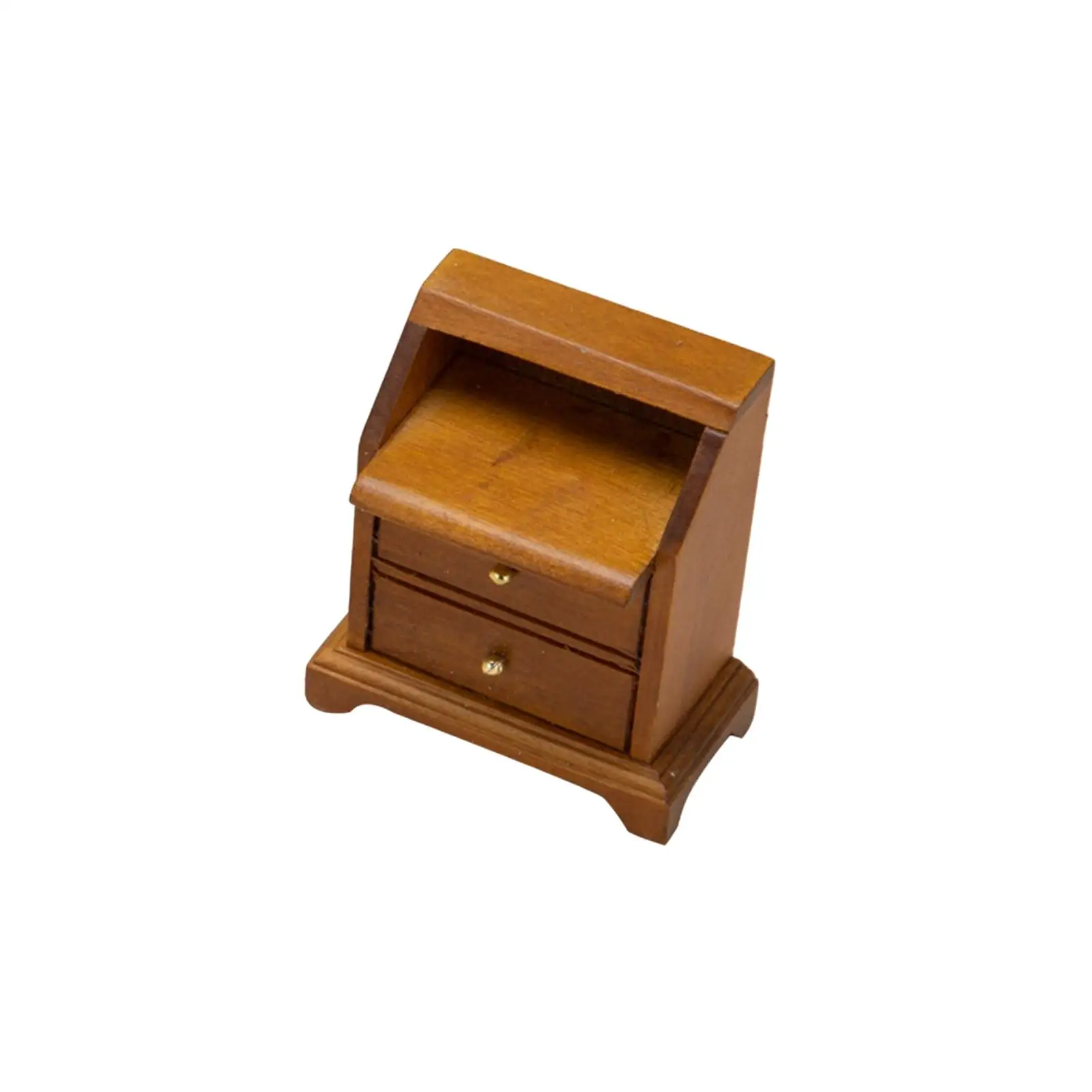 1/12 Scale Dollhouse NightStand Storage Stand Wooden Model 8.7x3.7x15cm Smooth Polishing