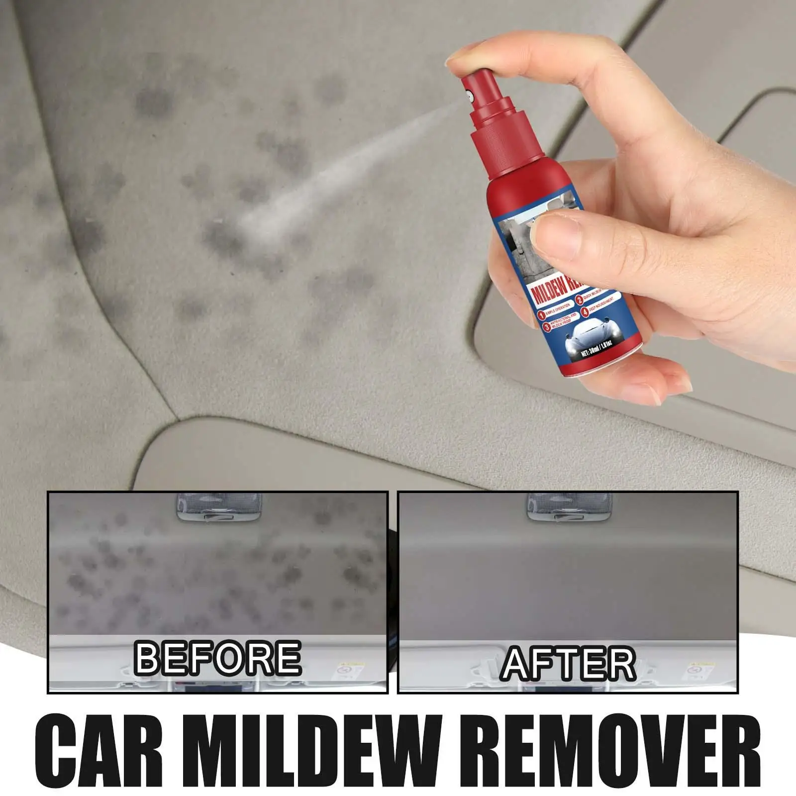 Multi Purpose Car Stain Remover Spray 30ml Effective Spot Cleaning Cleaner for Ceiling Seat Belt Fabric Leather Seat Carpet