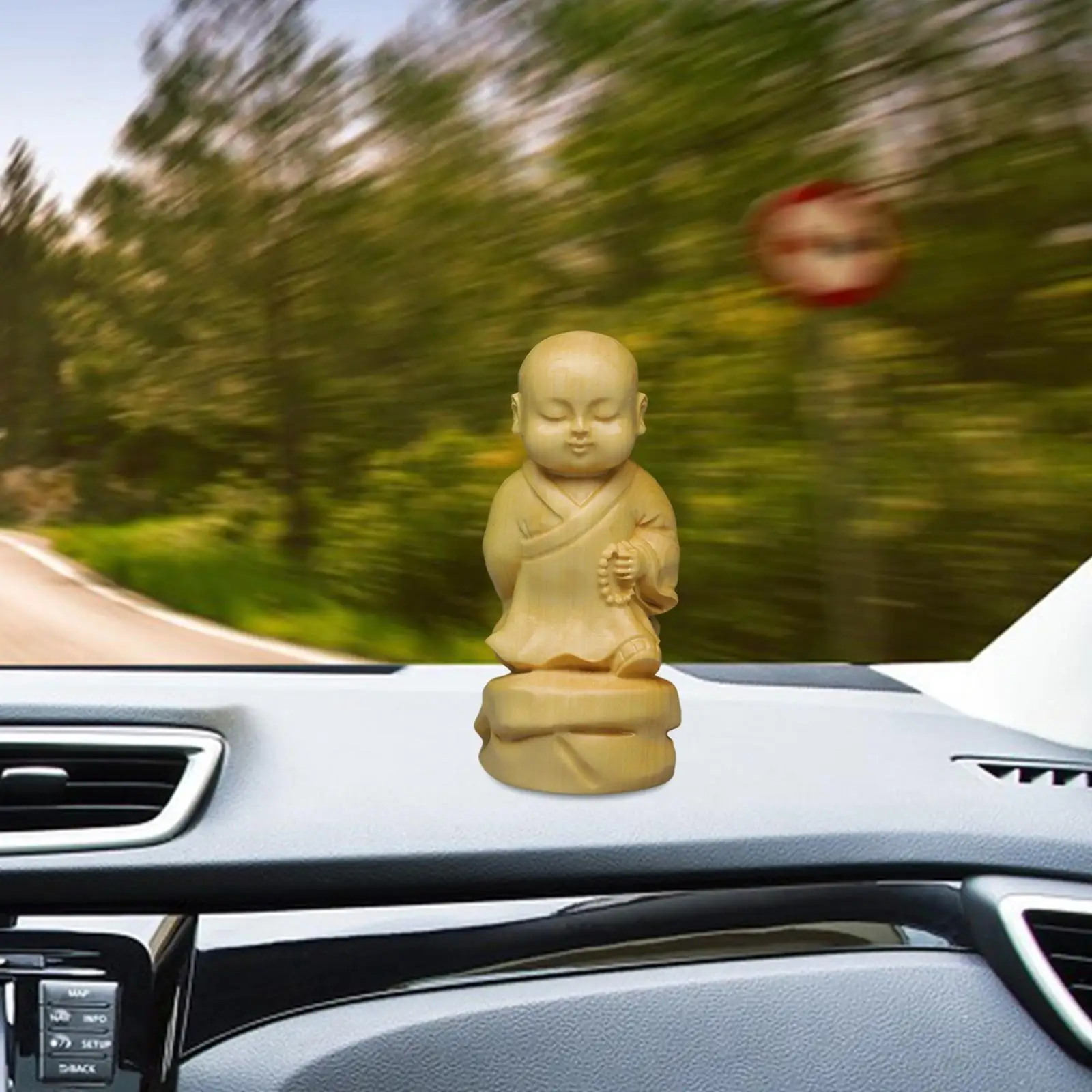 Chinese Dashboard Figurine Sculptures Tabletop Decor Figures Buddha Miniature Traditional Standing Monk Statue