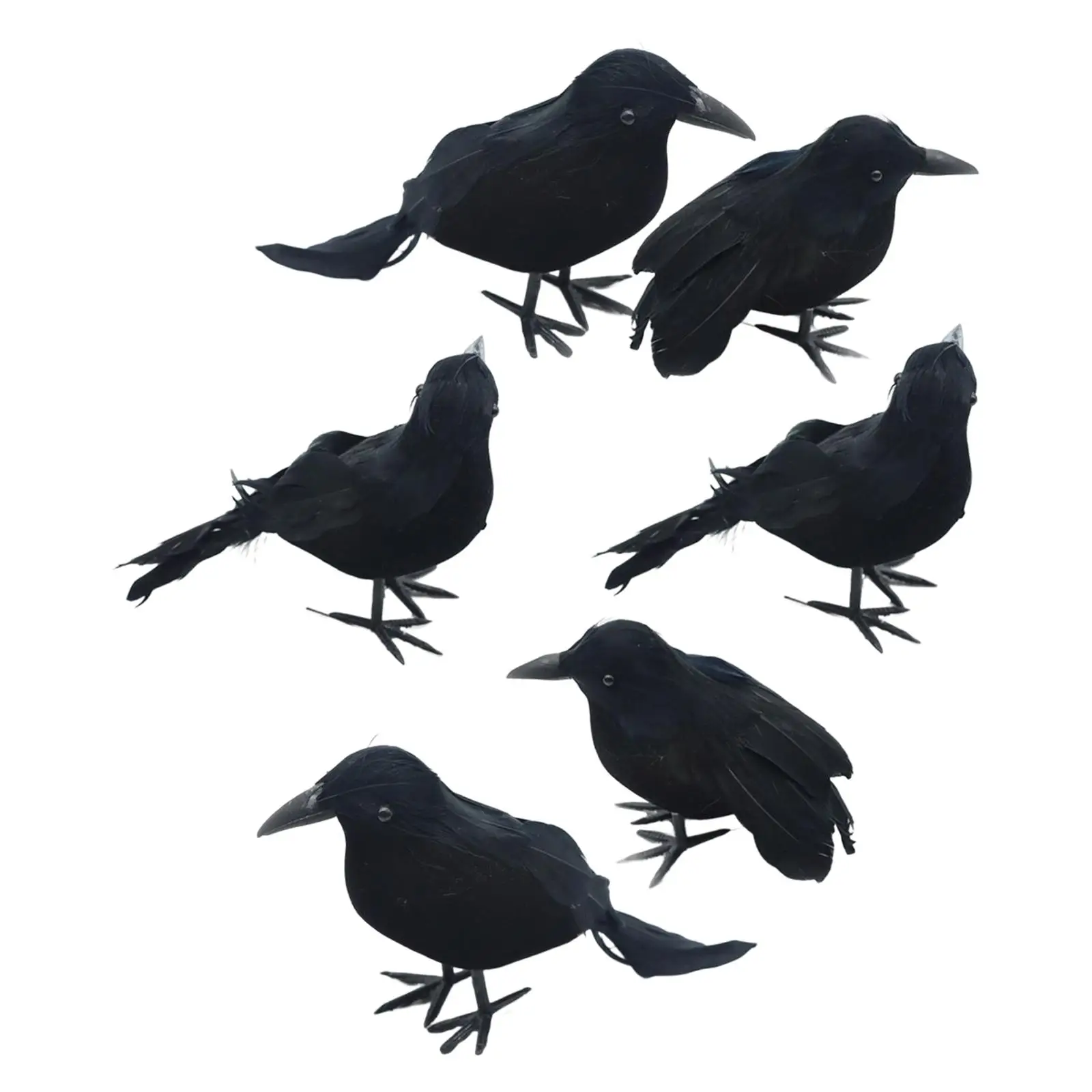 6 Pieces Realistic Halloween Crows Halloween Crows and Ravens Decor for Party Event Fancy dress Decorative
