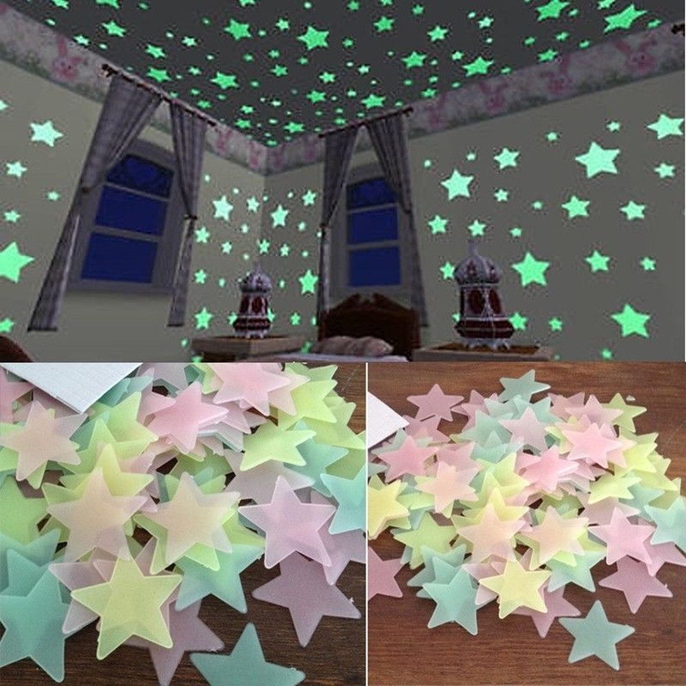 Description Picture 2 of item50/100pcs Luminous Stars Glow In The Dark Wall Stickers For Kids Bedroom Baby Rooms Ceiling Home Decor Fluorescent Glow #H