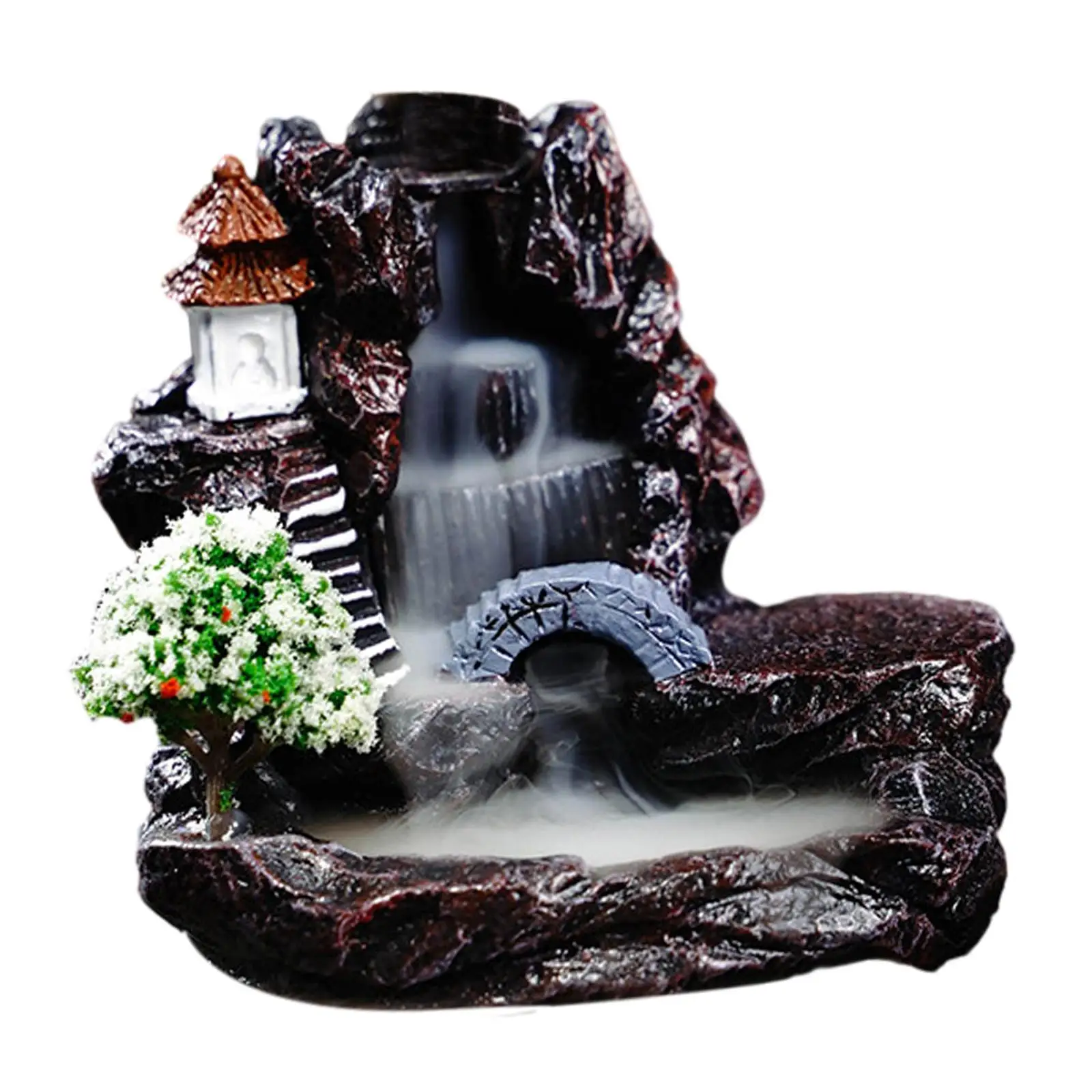 Waterfall Incense Burner Incense Censer Statue Censer Incense Cone Holder for Bedroom Table Living Room Yoga Decoration