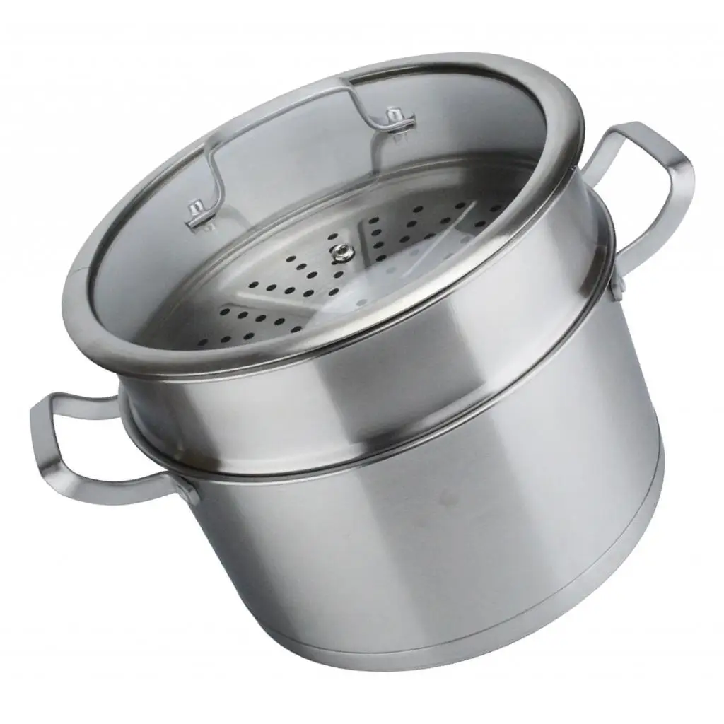 Kitchen Pot Steamer Frying Pan Saucepan Portable Cookware with Glass Lids Stockpot for Bar Restaurant Kitchen Countertop Home