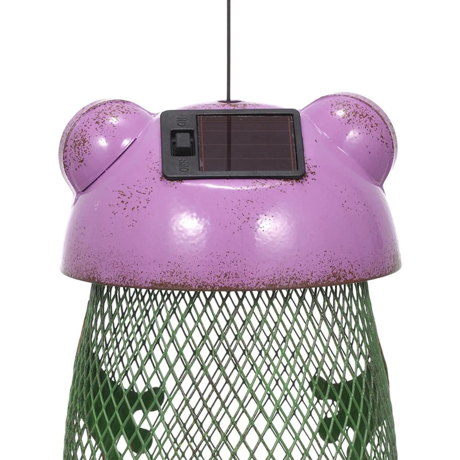 Iron Frog Bird Feeder Garden Lantern Yard Light Handicraft Pendant Lamp Solar Bird Feeder for Walkway Backyard Porch Decoration